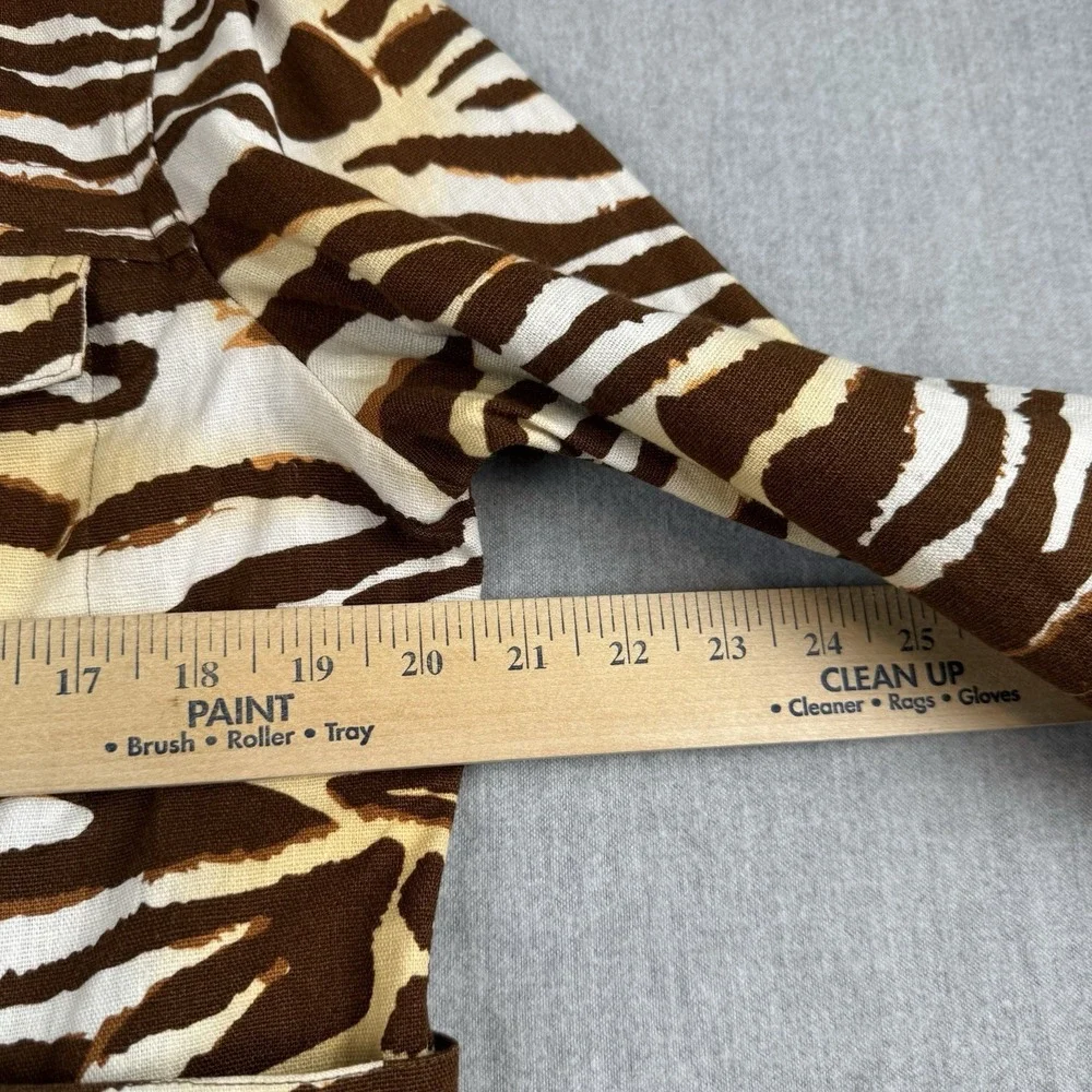 Just B Women's Linen Cotton‎ Denim Jacket Size Large Animal Print Blazer Jacket